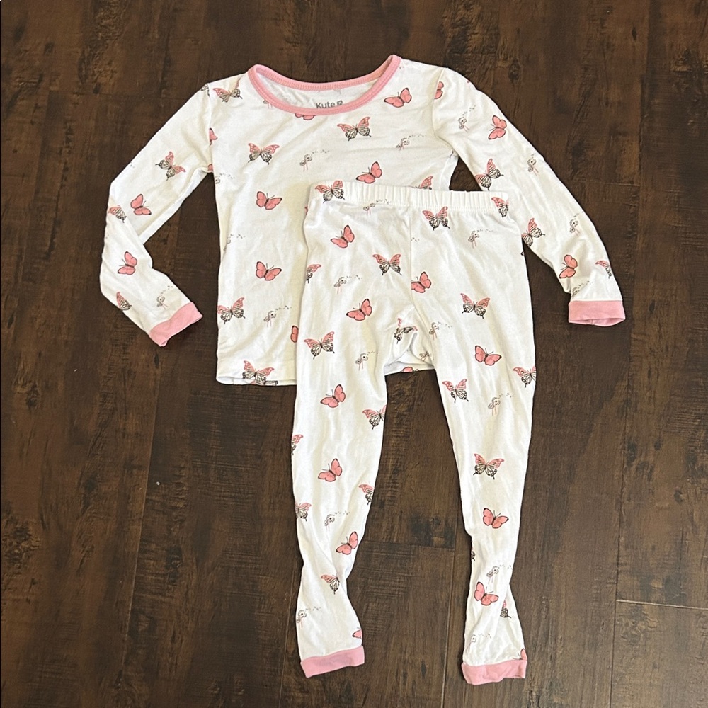 Kyte Baby Pink and White Butterfly Long Sleeve Pajama